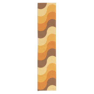Mid Century Modern 1970s Wavy Stripe Pattern Short Table Runner