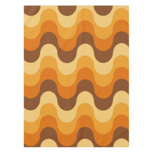 Mid Century Modern 1970s Wavy Stripe Pattern Tablecloth