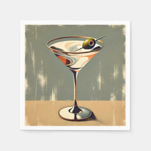 Mid Century Modern 1 Olive Martini Painting Napkin