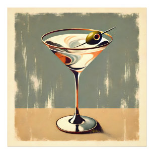 Mid Century Modern 1 Olive Martini Painting Photo Print