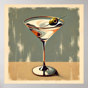 Mid Century Modern 1 Olive Martini Painting Poster