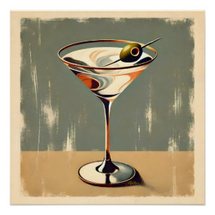 Mid Century Modern 1 Olive Martini Painting Poster
