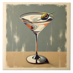 Mid Century Modern 1 Olive Martini Painting Tile