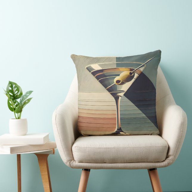 Mid Century Modern 2 Olive Martini Cocktail Hour Cushion (Chair)