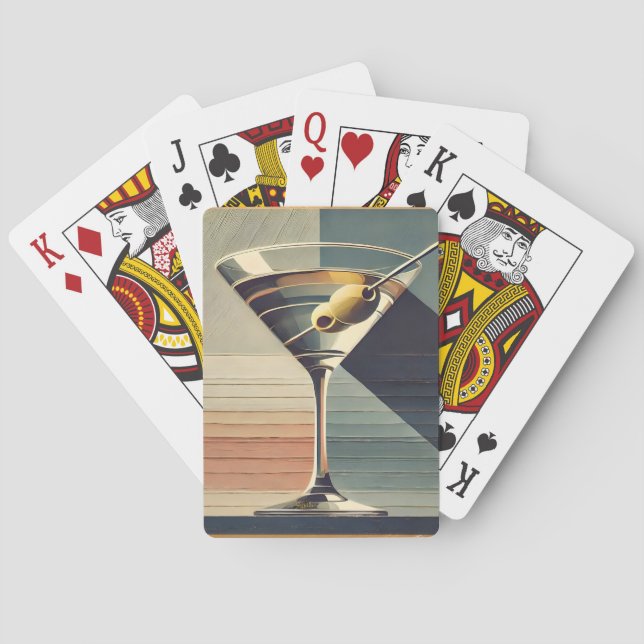 Mid Century Modern 2 Olive Martini Cocktail Hour Playing Cards (Back)