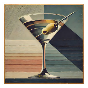 Mid Century Modern 2 Olive Martini Cocktail Hour Poster