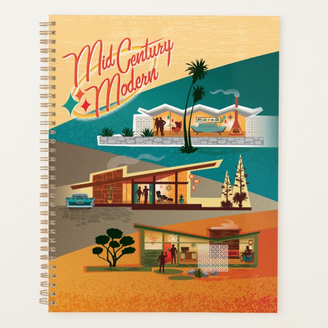 Mid Century Modern 3 Houses Calendar Planner (Front)