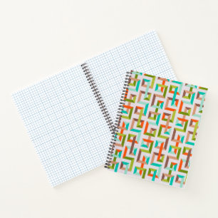 Mid-Century Modern 3D Geometric Maze Notebook