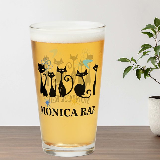 Mid Century Modern 50s Black Cats  Glass (Creator Uploaded)