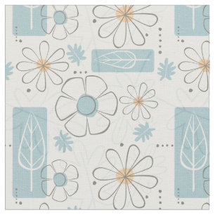 Mid Century Modern 50s Floral Print Fabric