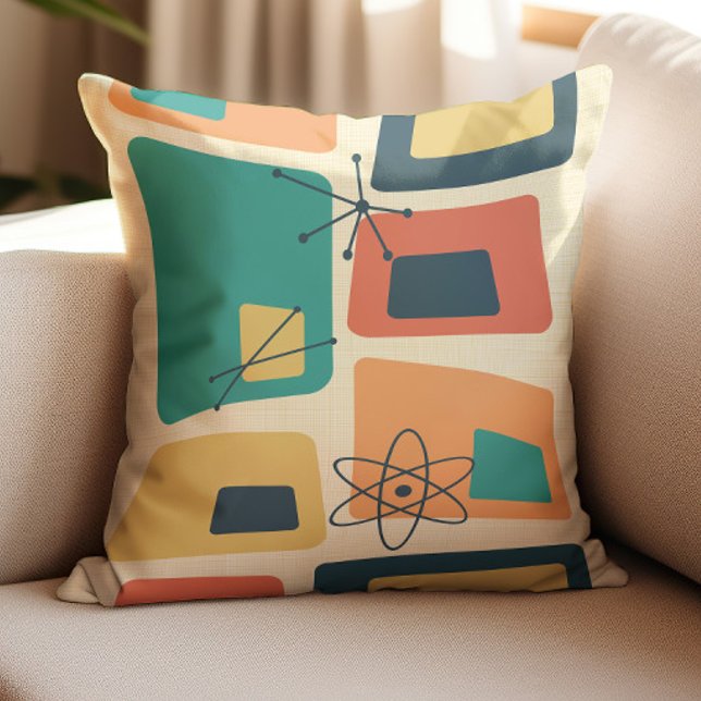 Mid Century Modern Abstract 18 Yellow, Teal, Orang Cushion (Creator Uploaded)