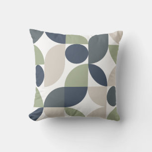 Mid Century Modern Abstract 26 Grey, Green Cushion