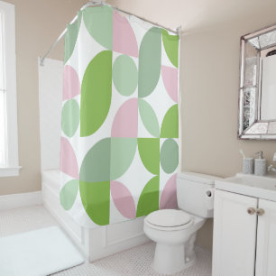 Mid Century Modern Abstract 26 Pink and Green Shower Curtain