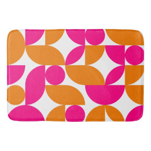 Mid Century Modern Abstract 26 Pink and Orange Bath Mat