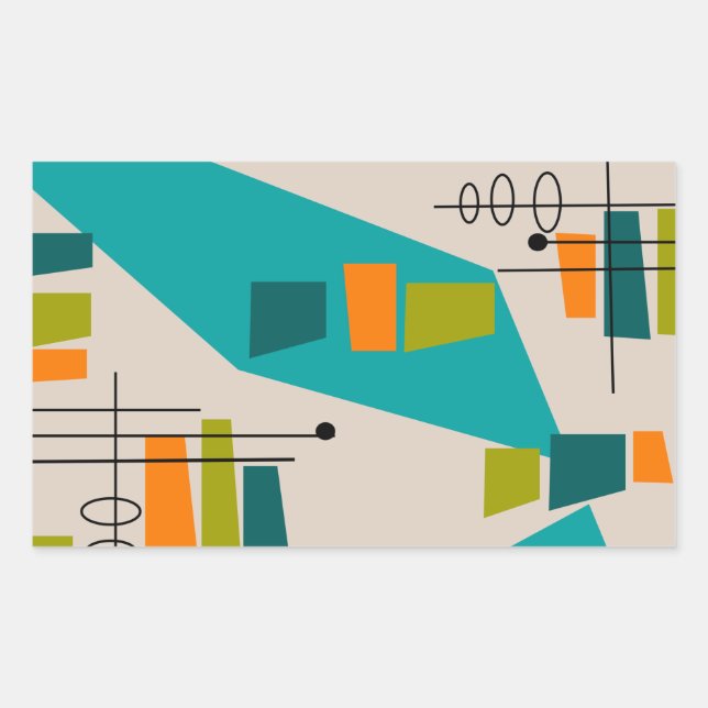 Mid-Century Modern Abstract #55 Rectangular Sticker (Front)