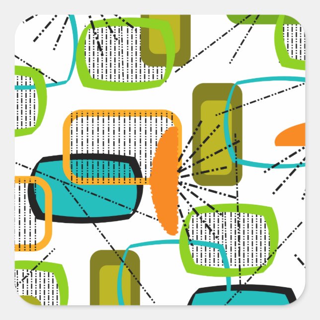 Mid-Century Modern Abstract #57 Square Sticker (Front)