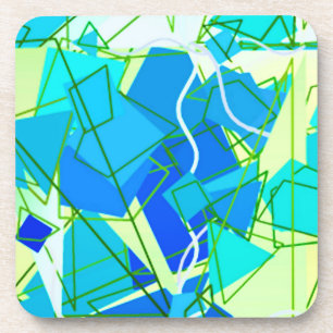 Mid-Century Modern Abstract, Aqua & Cerulean Blue Coaster