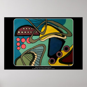 'Mid-Century Modern Abstract Aquatic' painting on Poster