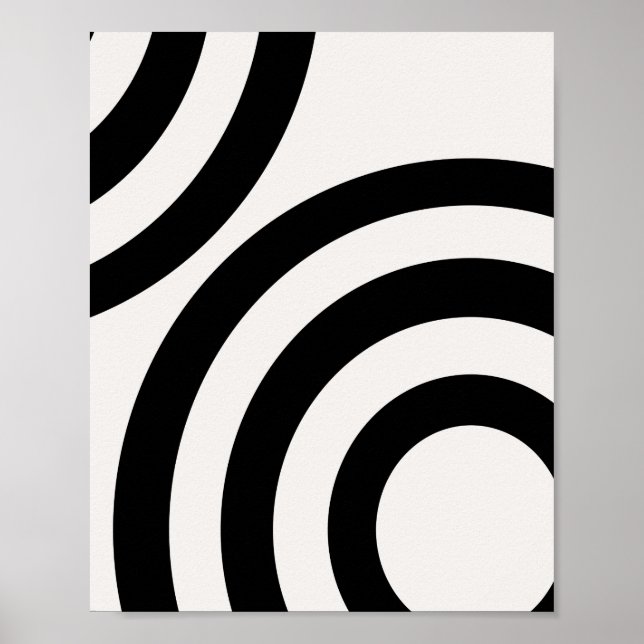 Mid Century Modern Abstract Arches Black And White Poster (Front)
