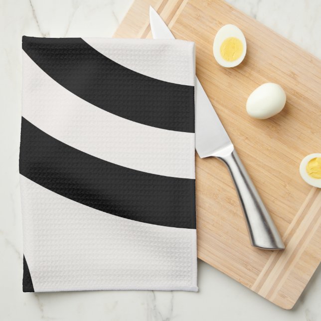 Mid Century Modern Abstract Arches Black And White Tea Towel (Quarter Fold)