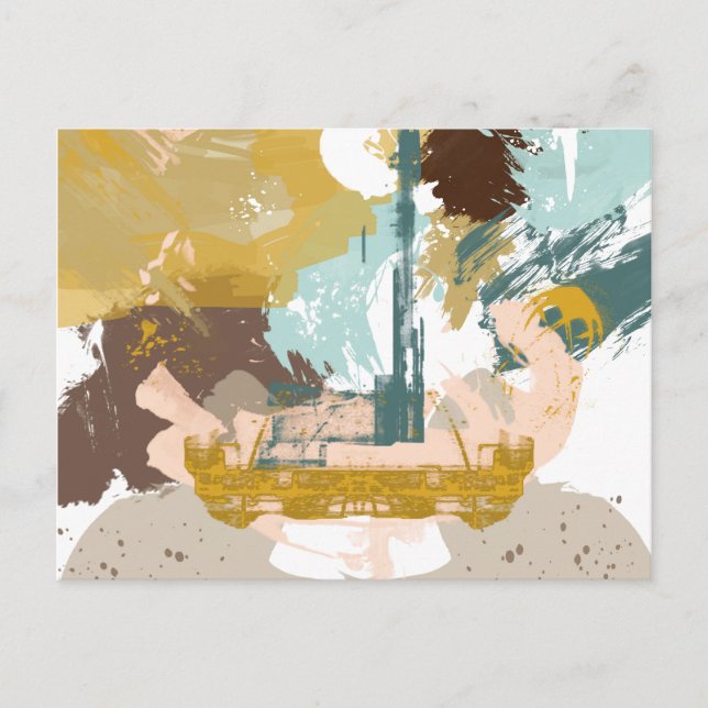 Mid Century Modern Abstract Art Fantasy Sci Fi Postcard (Front)