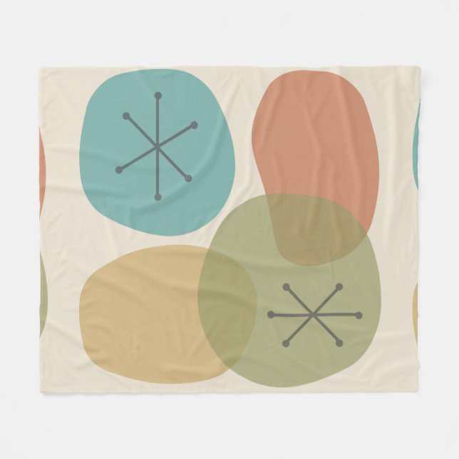 Mid Century Modern Abstract Art Rocks Fleece Blanket (Front (Horizontal))