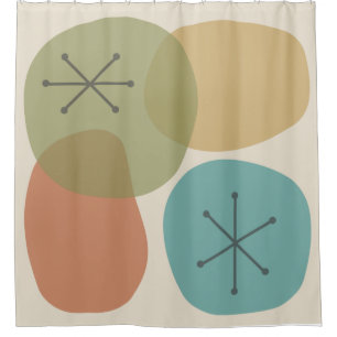 Mid Century Modern Abstract Art Rocks Shower Curtain