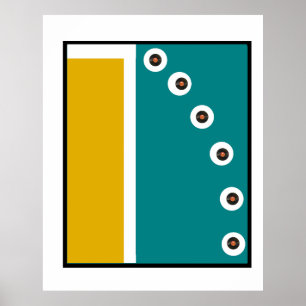Mid-Century Modern Abstract Art with Vinyl Records Poster