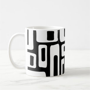 Mid Century Modern Abstract Black & White Pattern Coffee Mug