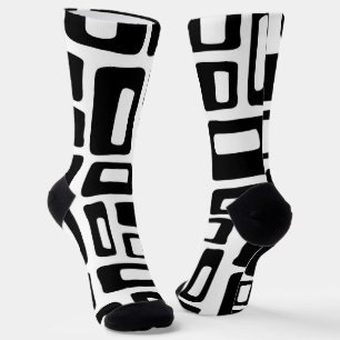 Mid Century Modern Abstract Black & White Pattern Socks