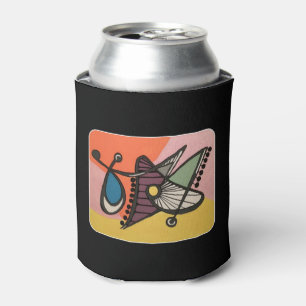 'Mid-Century Modern Abstract, Butterfly' painting Can Cooler