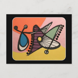 'Mid-Century Modern Abstract, Butterfly' painting Postcard