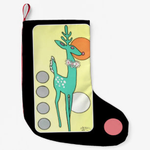 Mid-Century Modern Abstract Christmas Reindeer Small Christmas Stocking