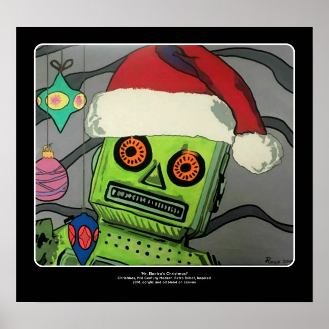 Mid-Century Modern Abstract Christmas Robot Poster (Front)