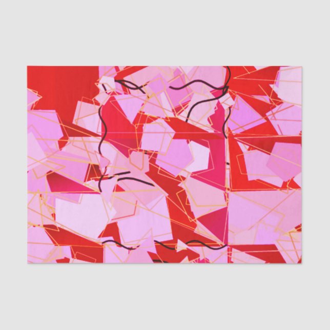 Mid-Century Modern Abstract, Dark Red and Pink Tissue Paper (Front)