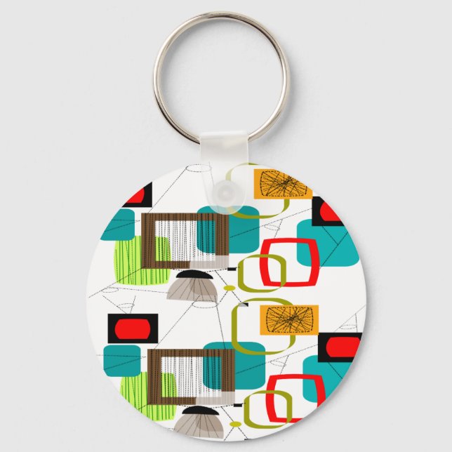 Mid-Century Modern Abstract Design Key Ring (Front)