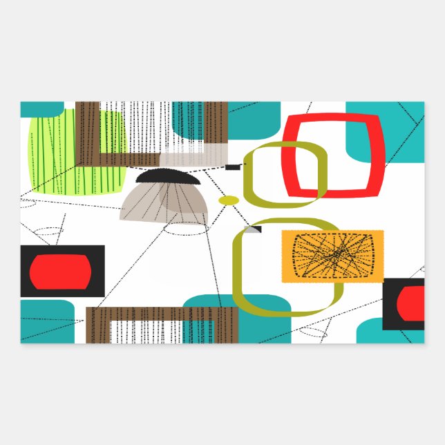 Mid-Century Modern Abstract Design Rectangular Sticker (Front)
