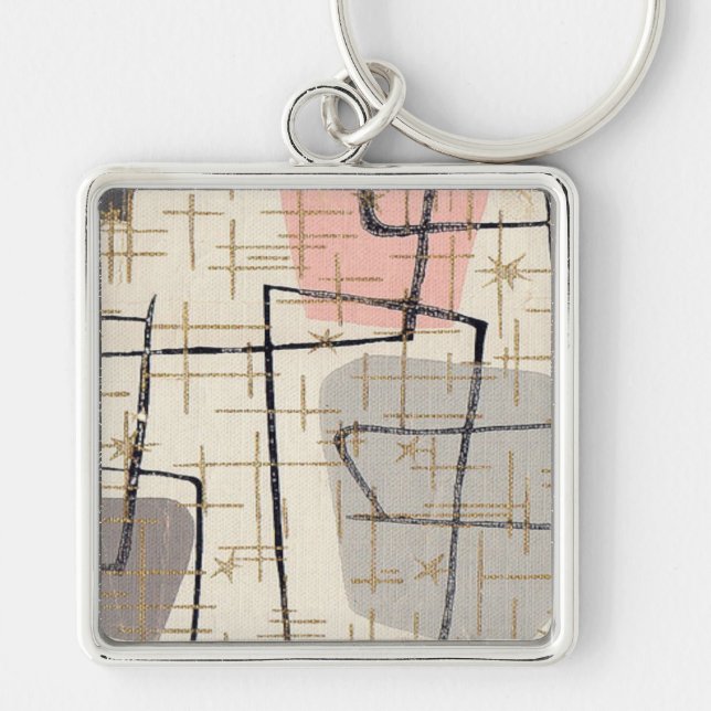 Mid Century Modern Abstract Fabric Keychain (Front)
