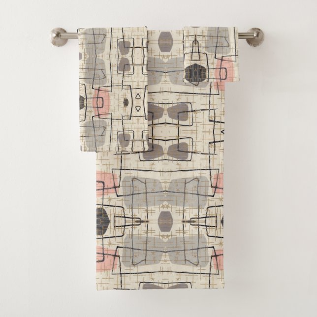 Mid Century Modern Abstract Fabric Towel Set (Insitu)