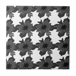 Mid Century Modern Abstract Floral Pattern Tile