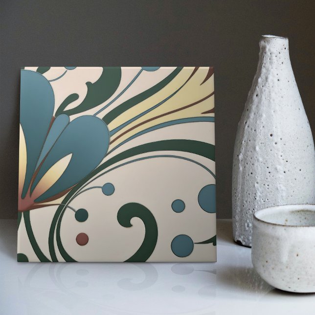 Mid-Century Modern Abstract Floral Symmetry Tile (Creator Uploaded)