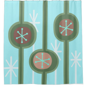 Mid Century Modern Abstract Flowers (Spring) Shower Curtain
