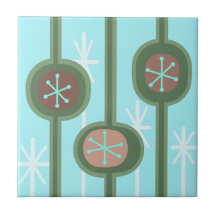 Mid Century Modern Abstract Flowers (Spring) Tile