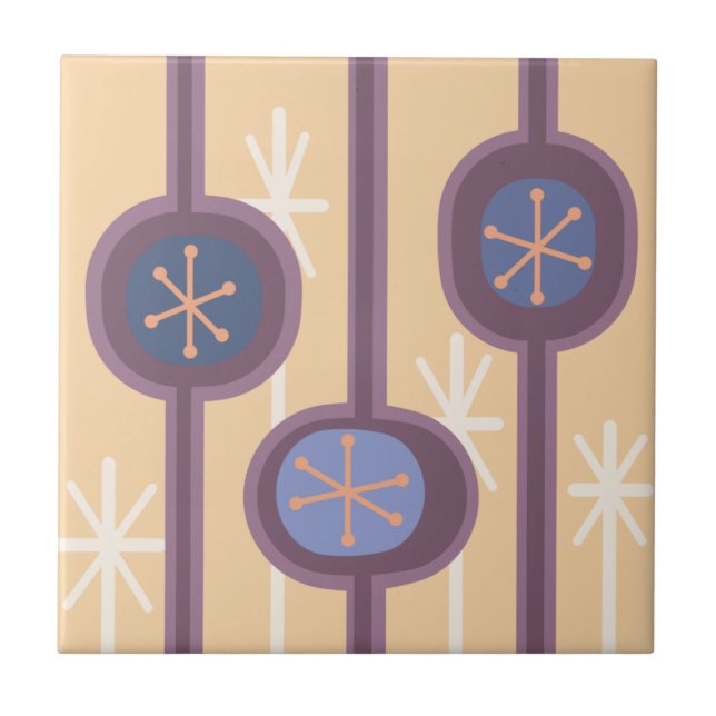 Mid Century Modern Abstract Flowers (Summer) Tile (Front)