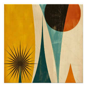 Mid Century Modern Abstract Geometric Art Design Poster