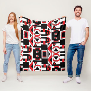 Mid Century Modern Abstract Geometric Contemporary Fleece Blanket