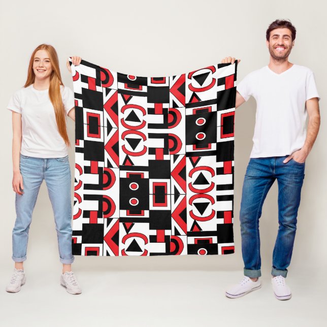 Mid Century Modern Abstract Geometric Contemporary Fleece Blanket (In Situ)