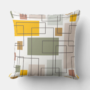 Mid-Century Modern Abstract Geometric Lines Throw  Cushion