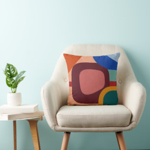 Mid-Century Modern Abstract Geometric Pattern Cushion