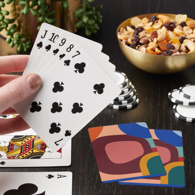 Mid-Century Modern Abstract Geometric Pattern Playing Cards (In Situ)